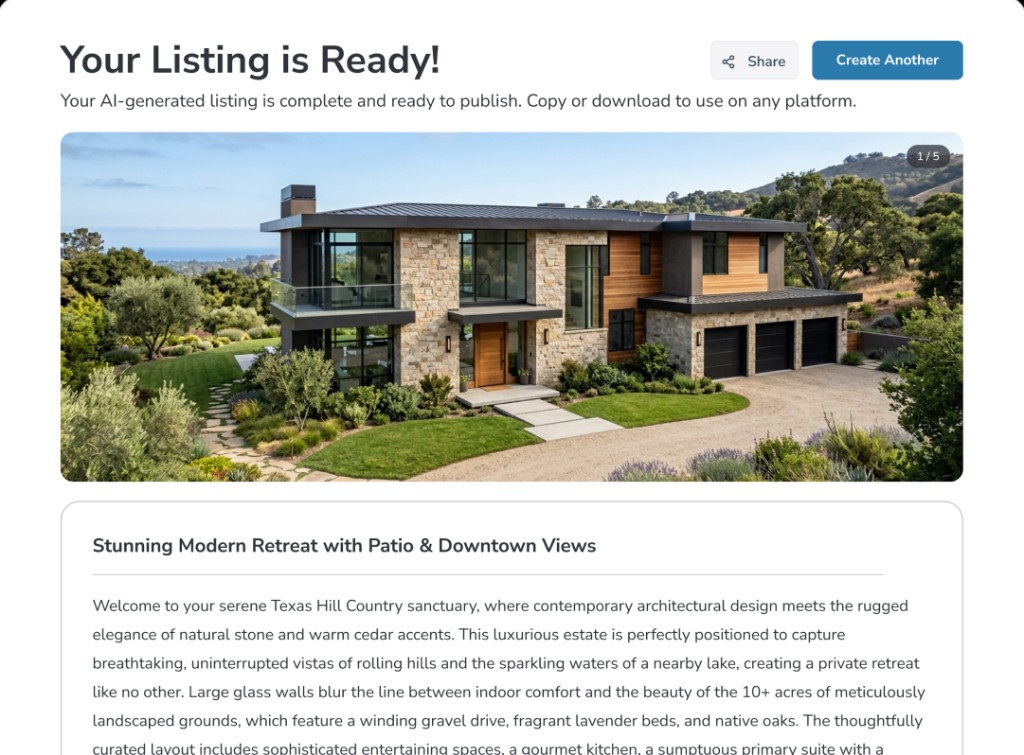 AI Listing Generator preview